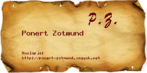 Ponert Zotmund névjegykártya